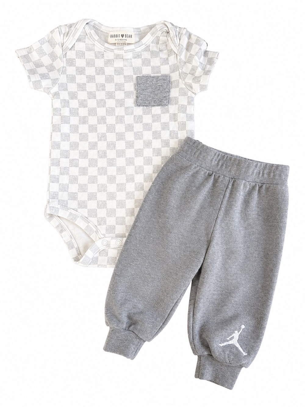 Michael Jordan Jumpmans & Rabbit Bear Outfit - Grey - Size 6m & 3-6m boys